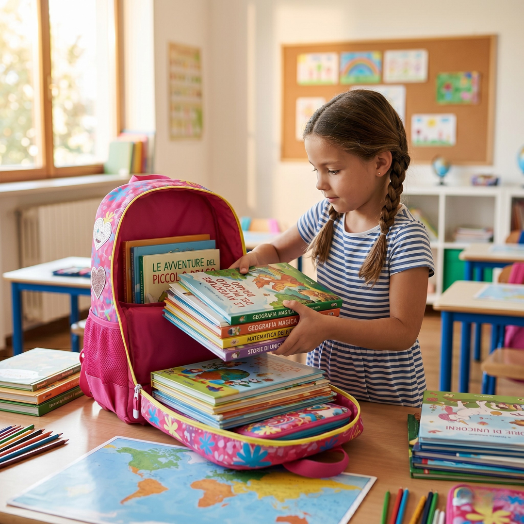 Seven Zaino Scuola Estensibile SJ Gang Girl – Unicorno con Luci LED Ricaricabili USB