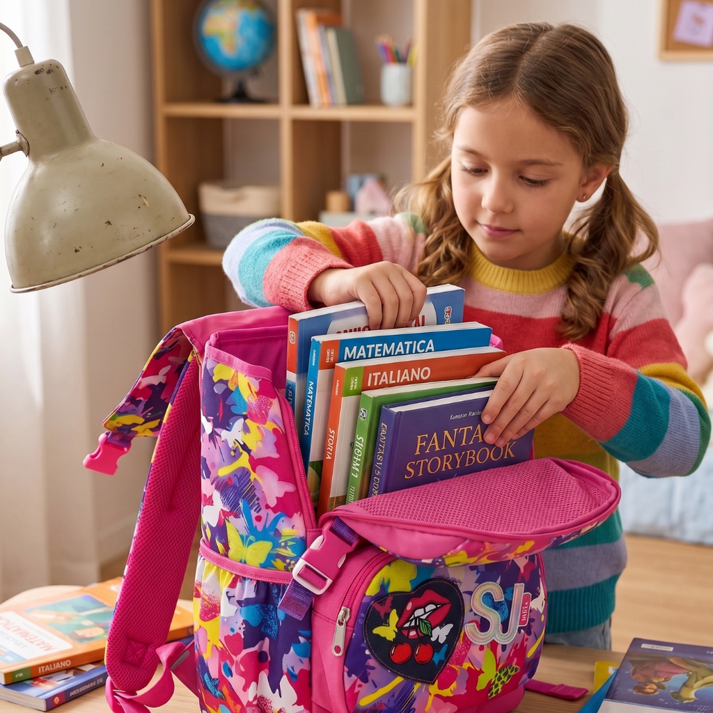 Seven Zaino Scuola Elementare Estensibile SJ Gang Girl – Rosa e Viola – 21/28 Litri