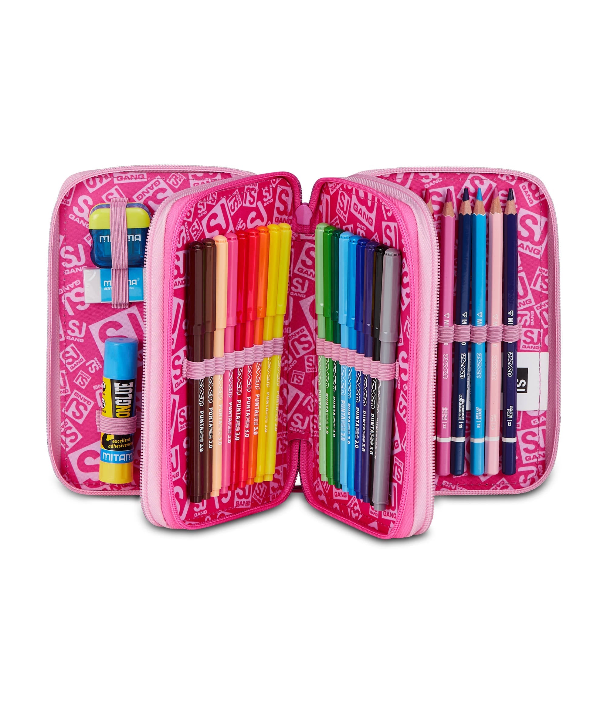 SJ Gang Astuccio 3 Zip Heart Buddy Girl