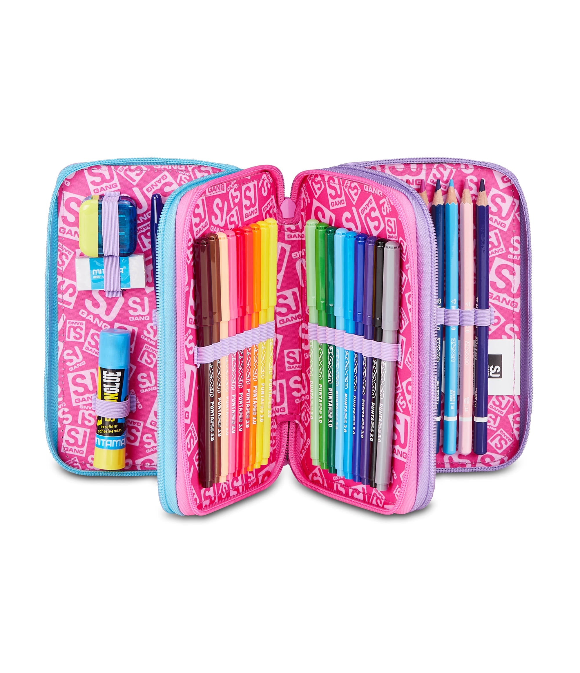 SJ Gang Astuccio 3 Zip Glow Led Unicorn Girl