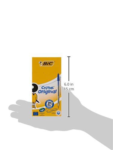 BIC Cristal – Penne a Sfera Blu Confezione da 50 | Punta Media 1,0 mm | Scuola e Ufficio