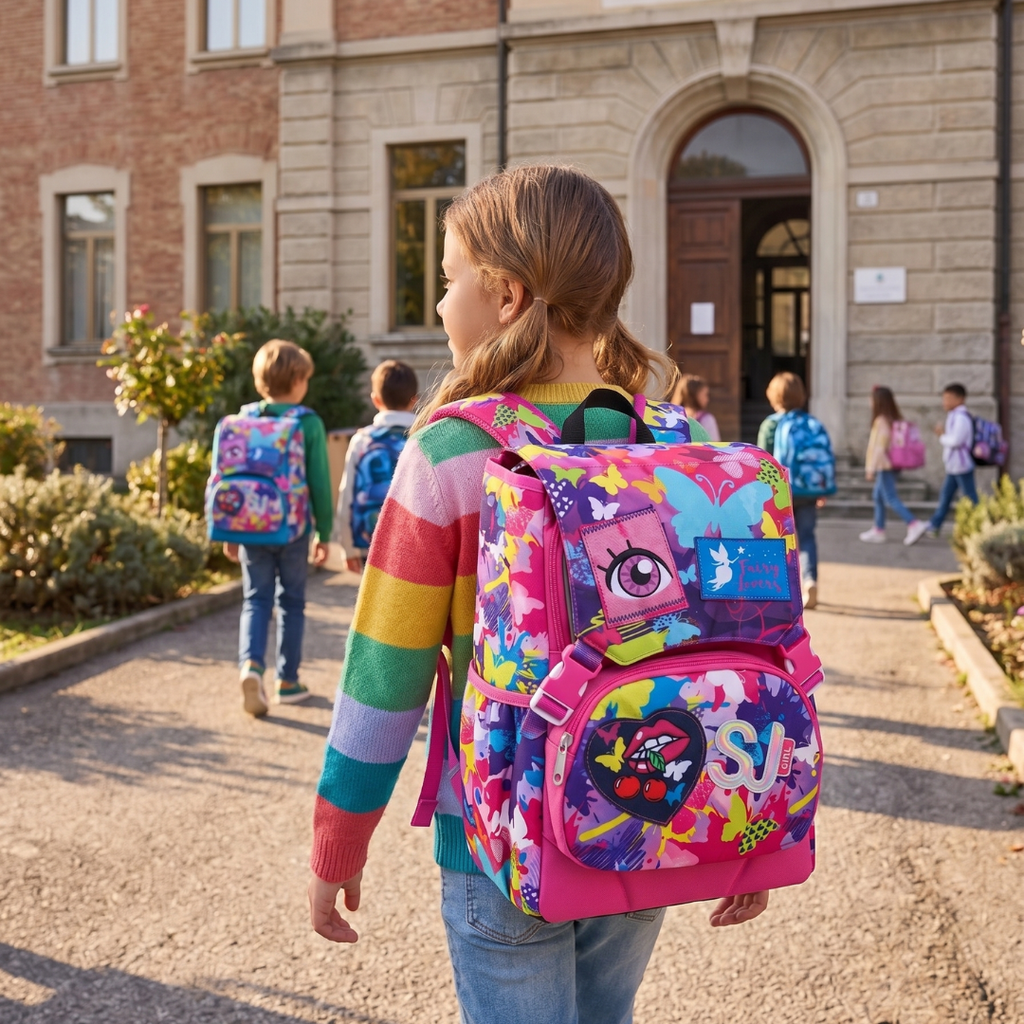Seven Zaino Scuola Elementare Estensibile SJ Gang Girl – Rosa e Viola – 21/28 Litri