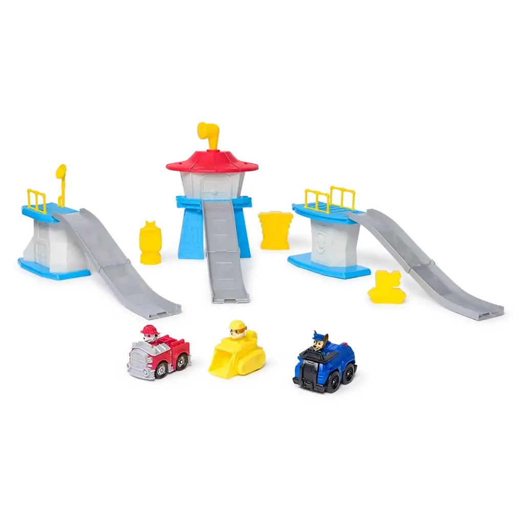 Paw Patrol Quartier Generale – Deluxe Mini Tower Track con Chase, Marshall e Rubble | Dai 2 Anni