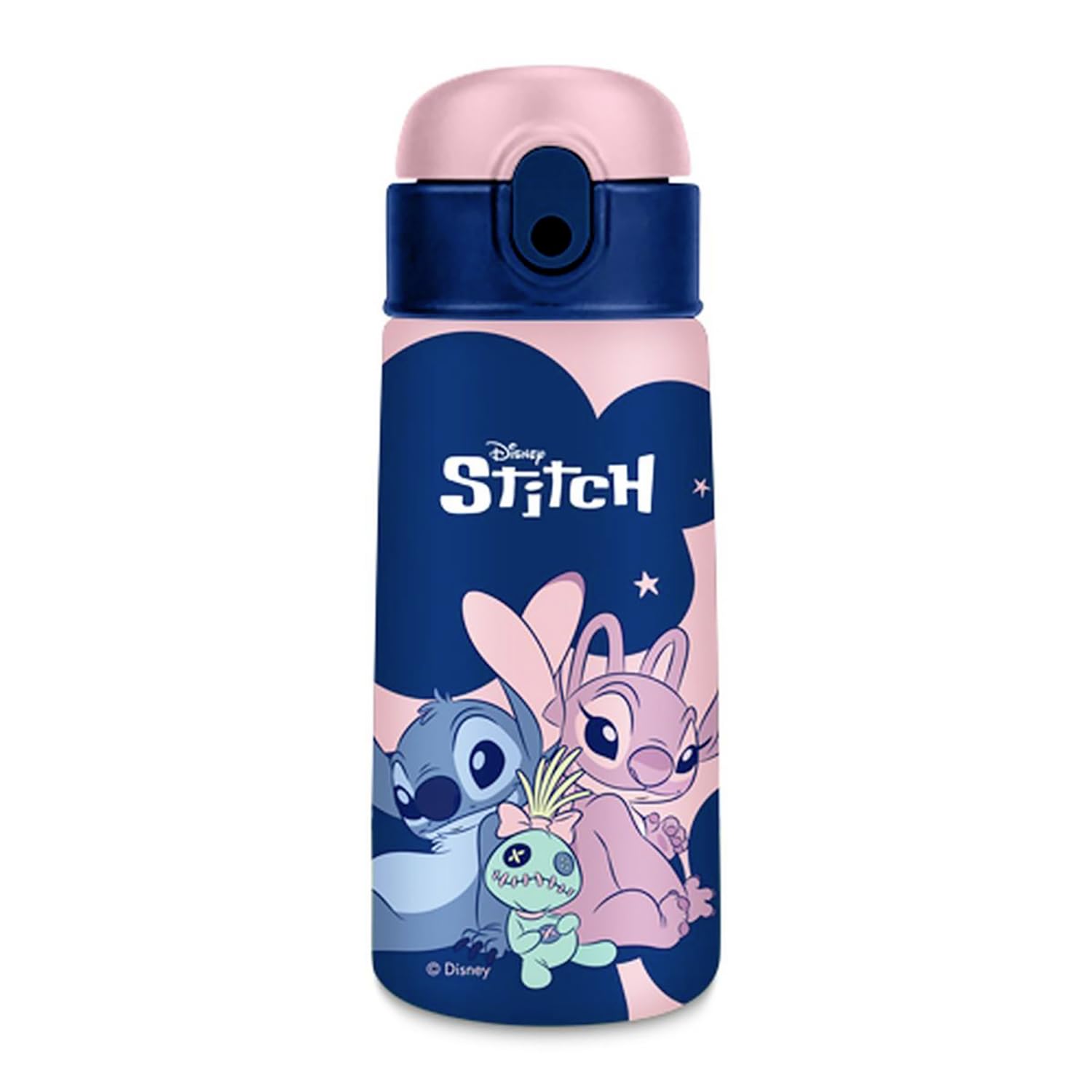 Seven Lilo & Stitch – Borraccia Termica 460 ml con Cannuccia e Apertura Automatica | Acciaio BPA Free | Caldo 12h / Freddo 24h