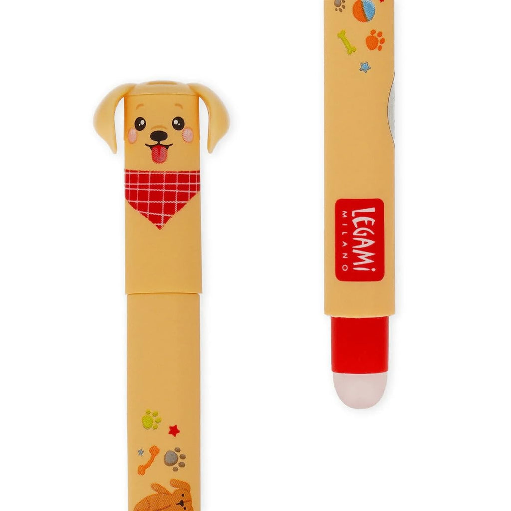 Legami - Set di 3 Penne Gel Cancellabili Fur-ever Friends, Penne con Inchiostro Cancellabile Termosensibile, Nero, Blu, Rosso, Cancella Senza Consumare il Foglio, Punta 0,7 mm