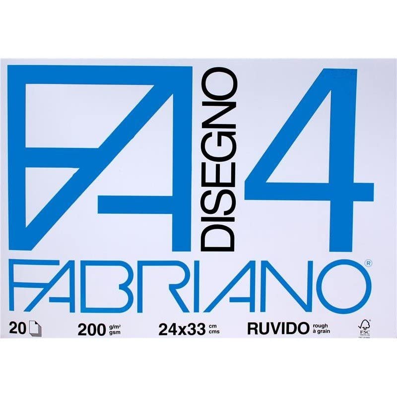 Fabriano F4 Ruvido Album da Disegno, 24 x 33 cm, Set da 2 Blocchi