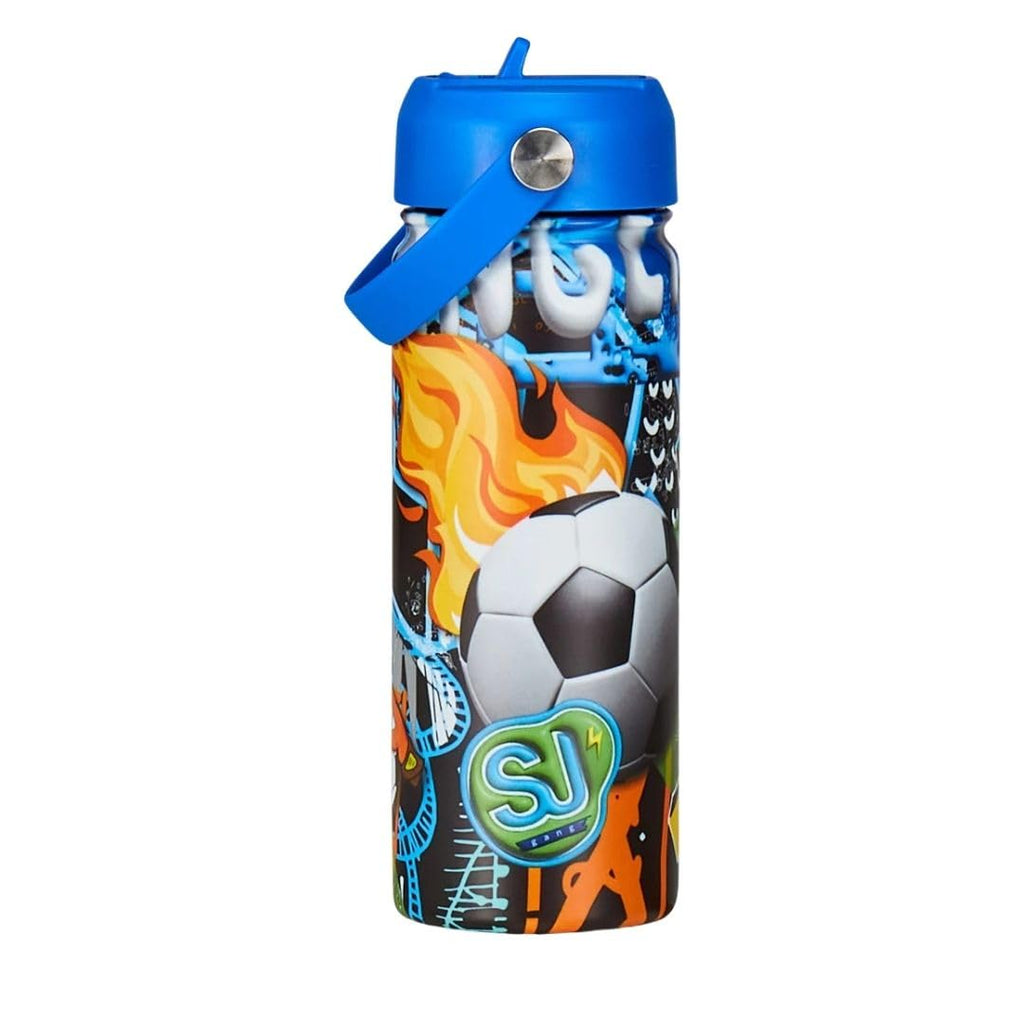 SJ Gang – Borraccia Termica 500 ml Boy Fire Soccer Ball | Acciaio Inox BPA Free | Caldo 12h / Freddo 24h | Scuola e Sport