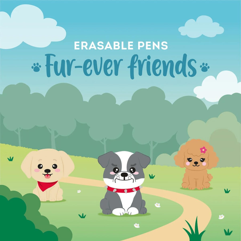 Legami - Set di 3 Penne Gel Cancellabili Fur-ever Friends, Penne con Inchiostro Cancellabile Termosensibile, Nero, Blu, Rosso, Cancella Senza Consumare il Foglio, Punta 0,7 mm