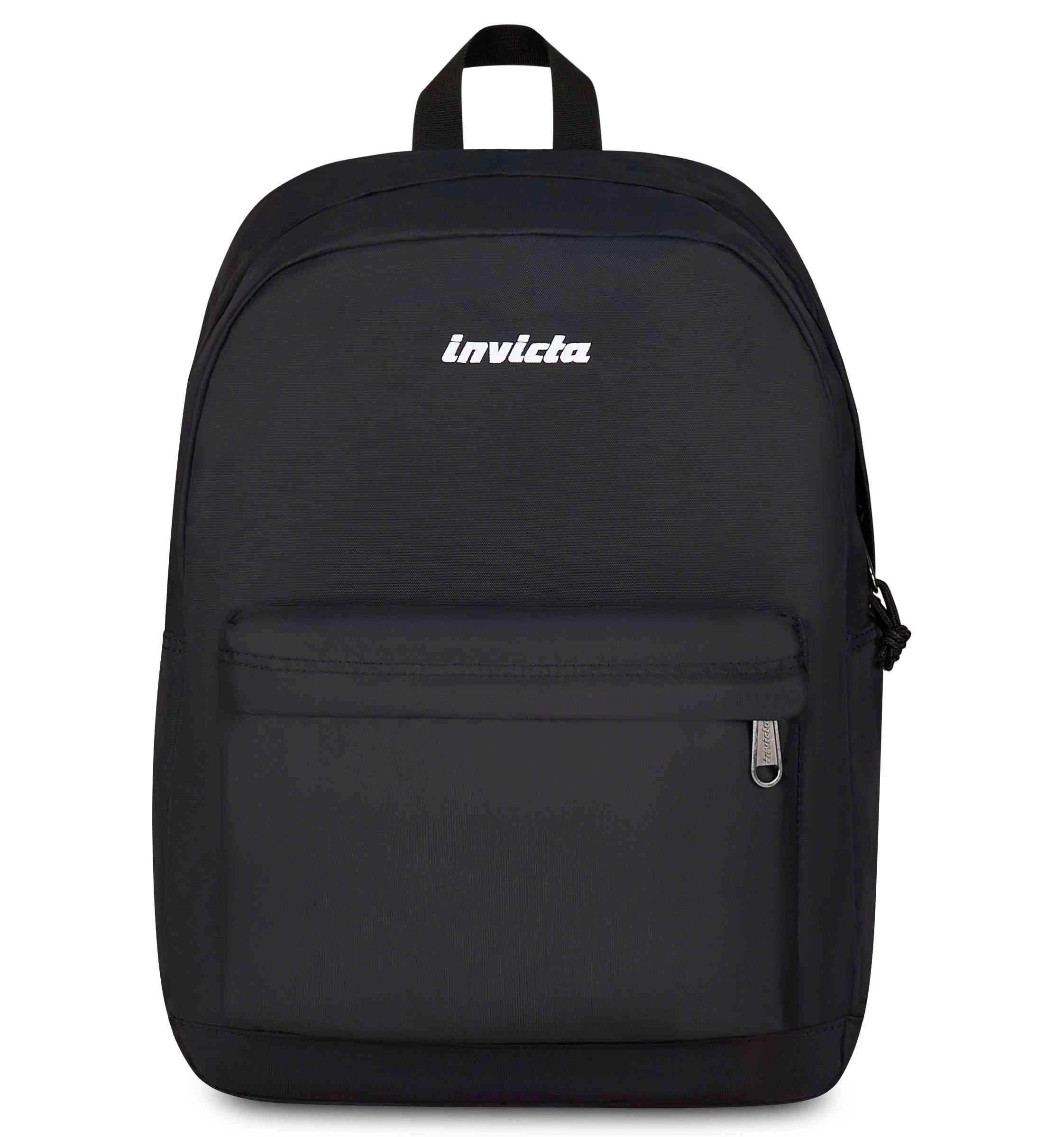 Zaino Invicta Carlson Plain Nero 24 L – Mono Scomparto con Tasca Tablet | Medie e Superiori