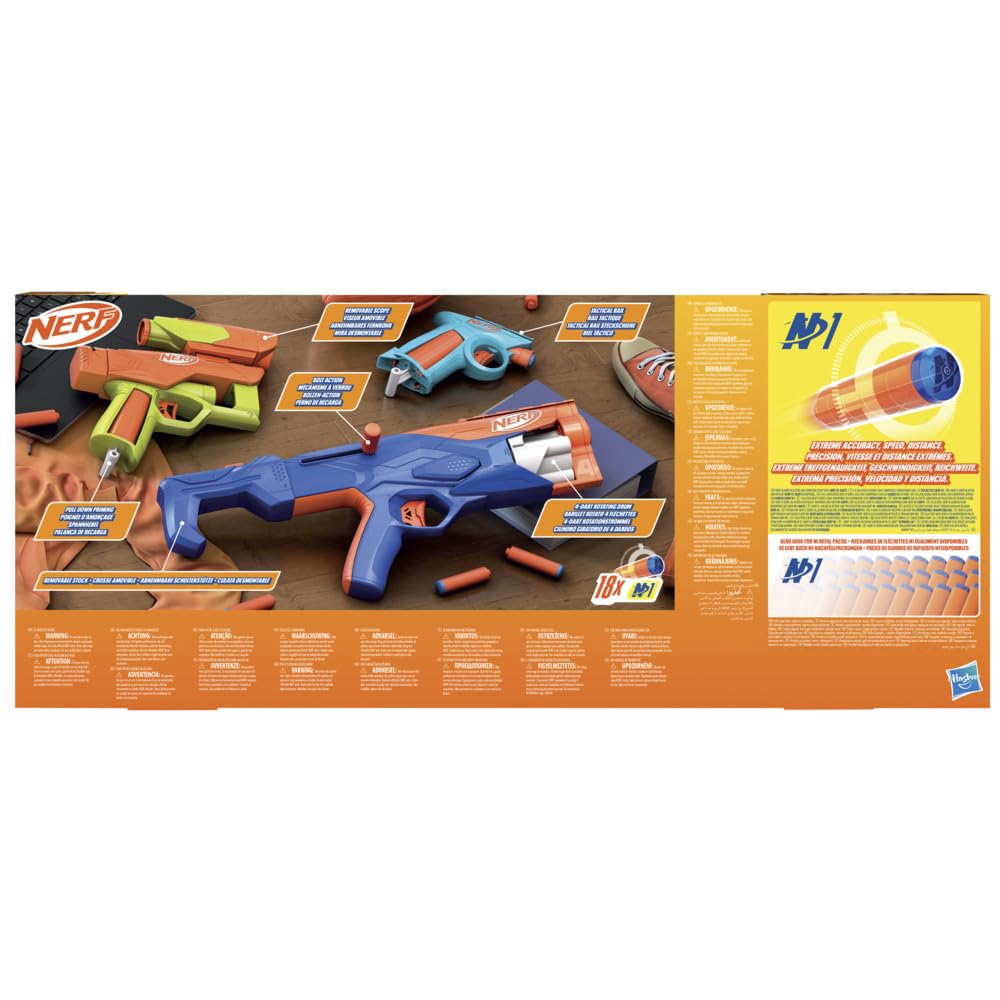 NERF N Series Gear Up Pack – 3 Blaster, 10 Combinazioni, Mirino, Calcio e 18 Dardi N1 | Hasbro