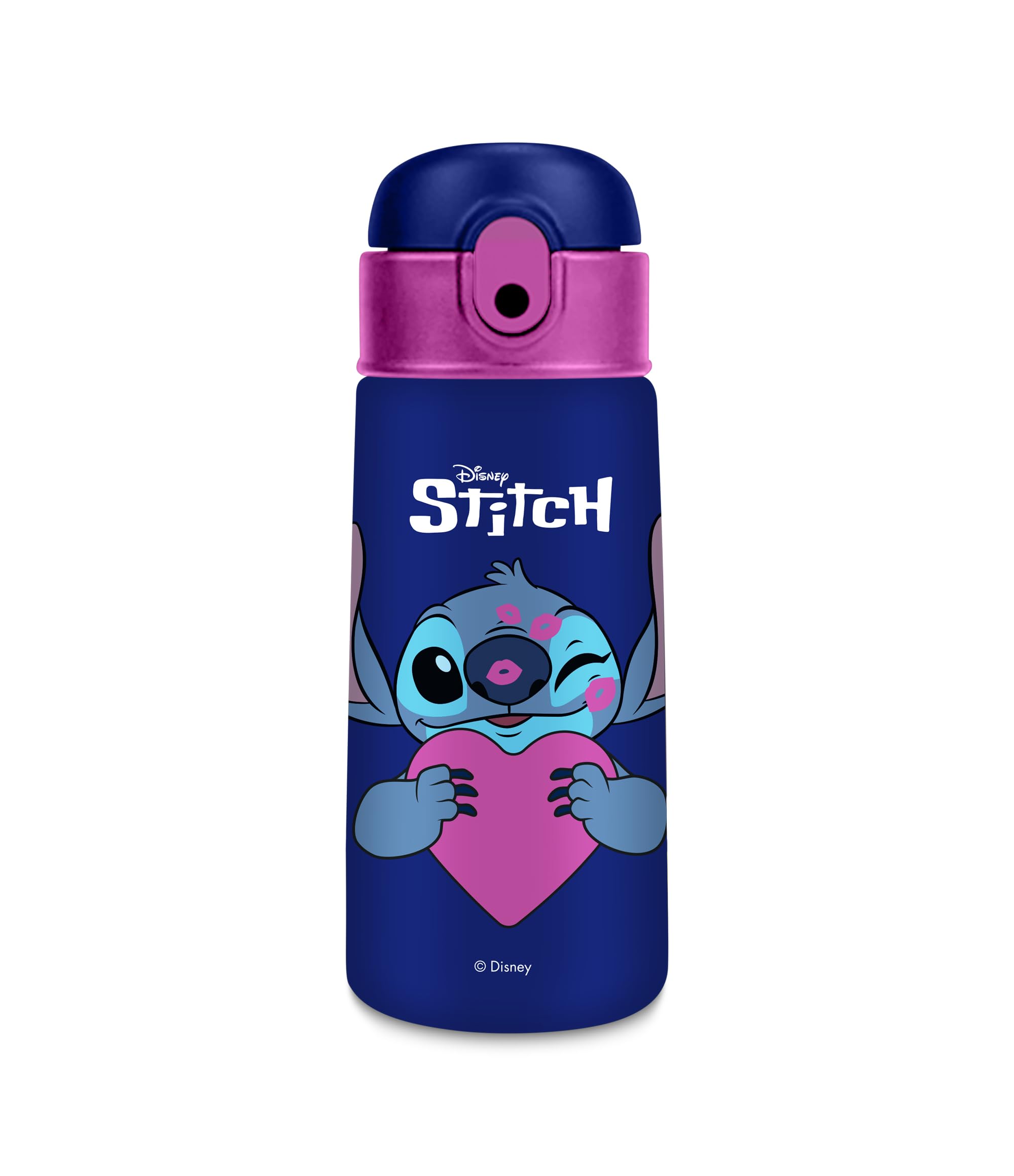 Borraccia Termica Seven Lilo & Stitch 460 ml Blu Fucsia con Cannuccia – Acciaio Inox BPA Free | Caldo 12h Freddo 24h