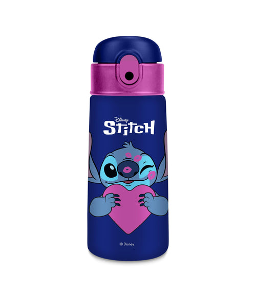 Borraccia Termica Seven Lilo & Stitch 460 ml Blu Fucsia con Cannuccia – Acciaio Inox BPA Free | Caldo 12h Freddo 24h