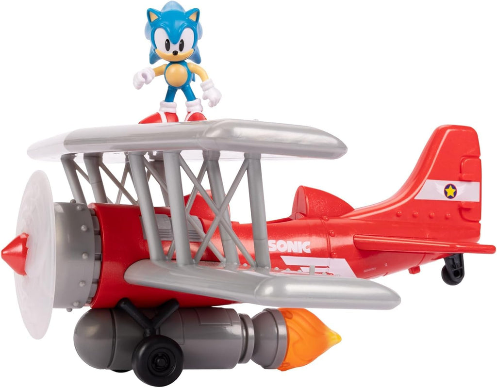 Sonic The Hedgehog Biplano Tornado Playset – Action Figure 6 cm, Elica, Fiamma e 6 Effetti Sonori | JAKKS Pacific