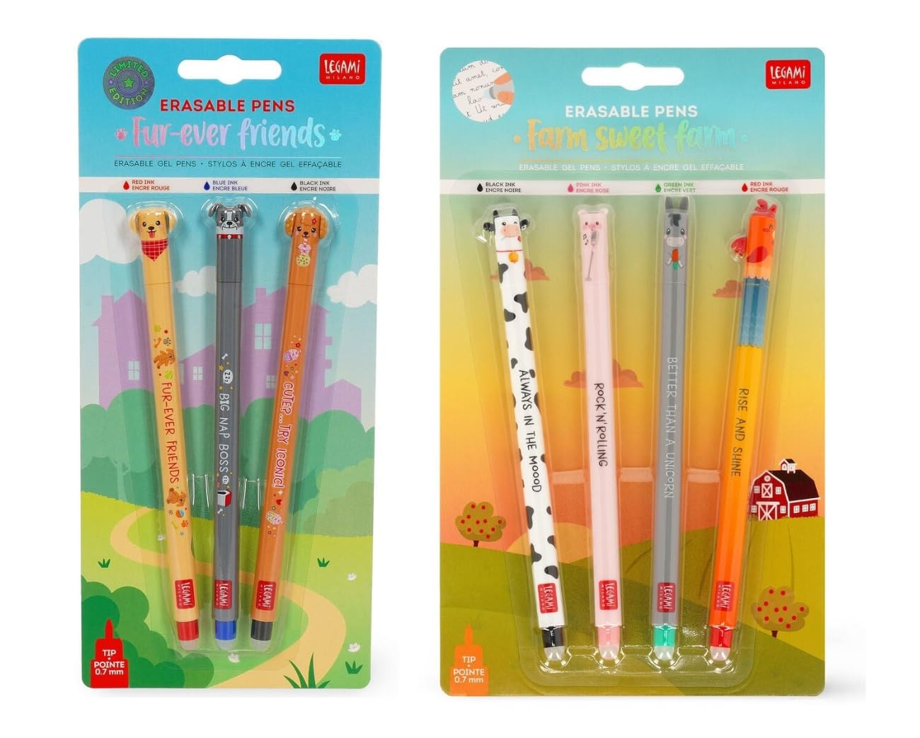 Legami Set Penne Cancellabili Fur-ever Friends e Farm Sweet Farm – Limited Edition