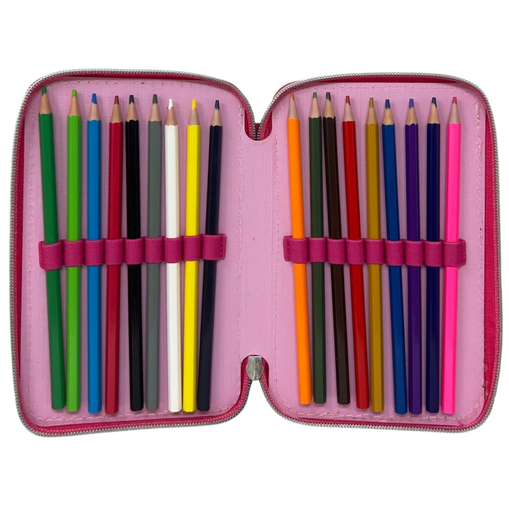 Cartoon – Astuccio Scuola 3 Zip Barbie | 44 Pezzi Completo con Pennarelli Giotto e Penna Papermate | 20x13x6 cm