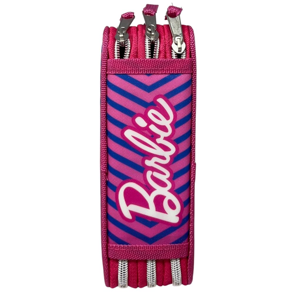 Cartoon – Astuccio Scuola 3 Zip Barbie | 44 Pezzi Completo con Pennarelli Giotto e Penna Papermate | 20x13x6 cm