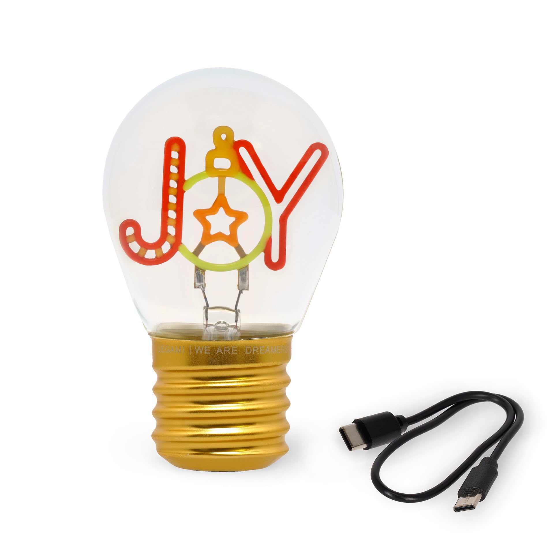 Legami Lampada da Tavolo a Bulbo Joy – Ricaricabile USB, Wireless, Solo Uso Interno | 6,8x10,5 cm