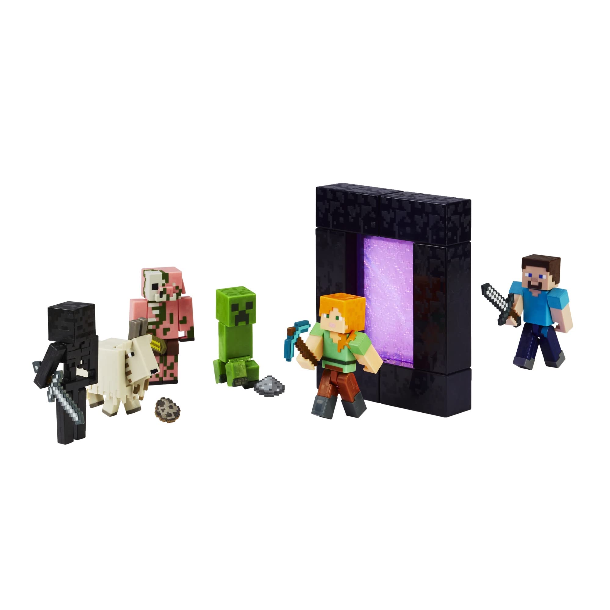 Minecraft Creeper Action Figure 8 cm con Pezzo Portale e Accessorio – Dai 6 Anni