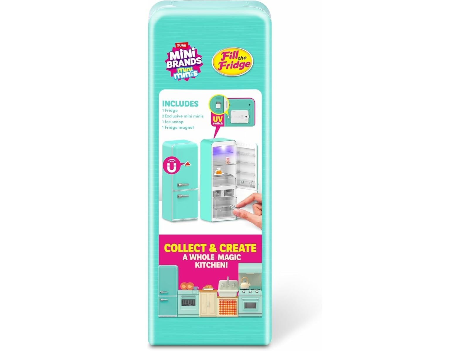 ZURU Mini Brands Frigorifero Sorpresa Serie 1 – Con Luce UV e 2 Miniature Esclusive