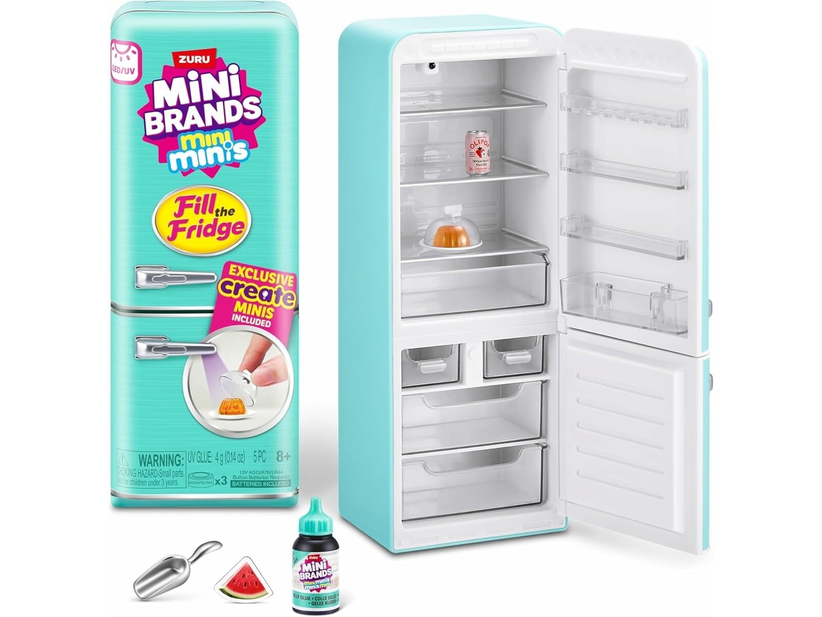 ZURU Mini Brands Frigorifero Sorpresa Serie 1 – Con Luce UV e 2 Miniature Esclusive