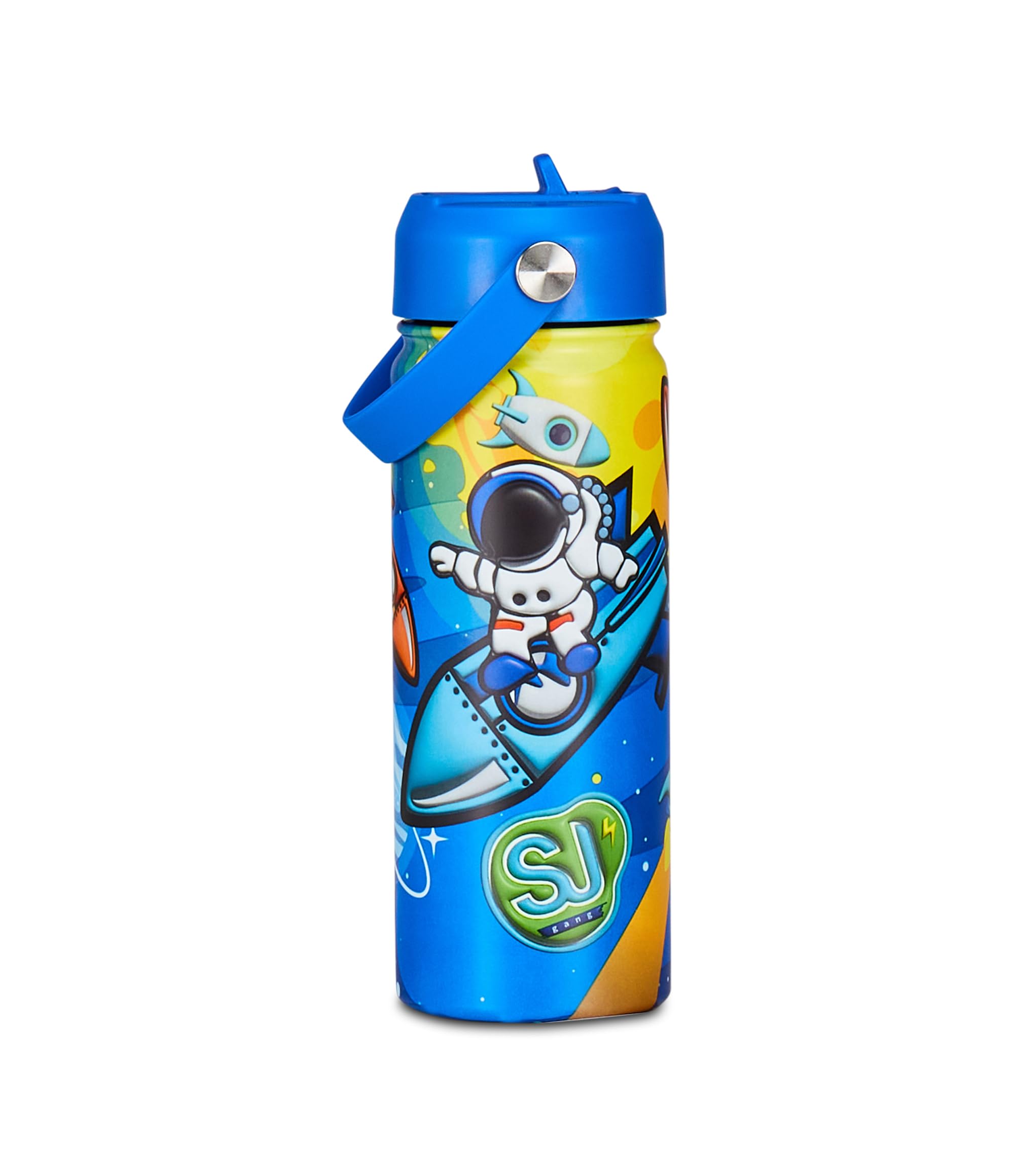 SJ Gang – Borraccia Termica 500 ml Blu Giallo | Acciaio Inox BPA Free | Caldo 12h / Freddo 24h | Scuola e Sport