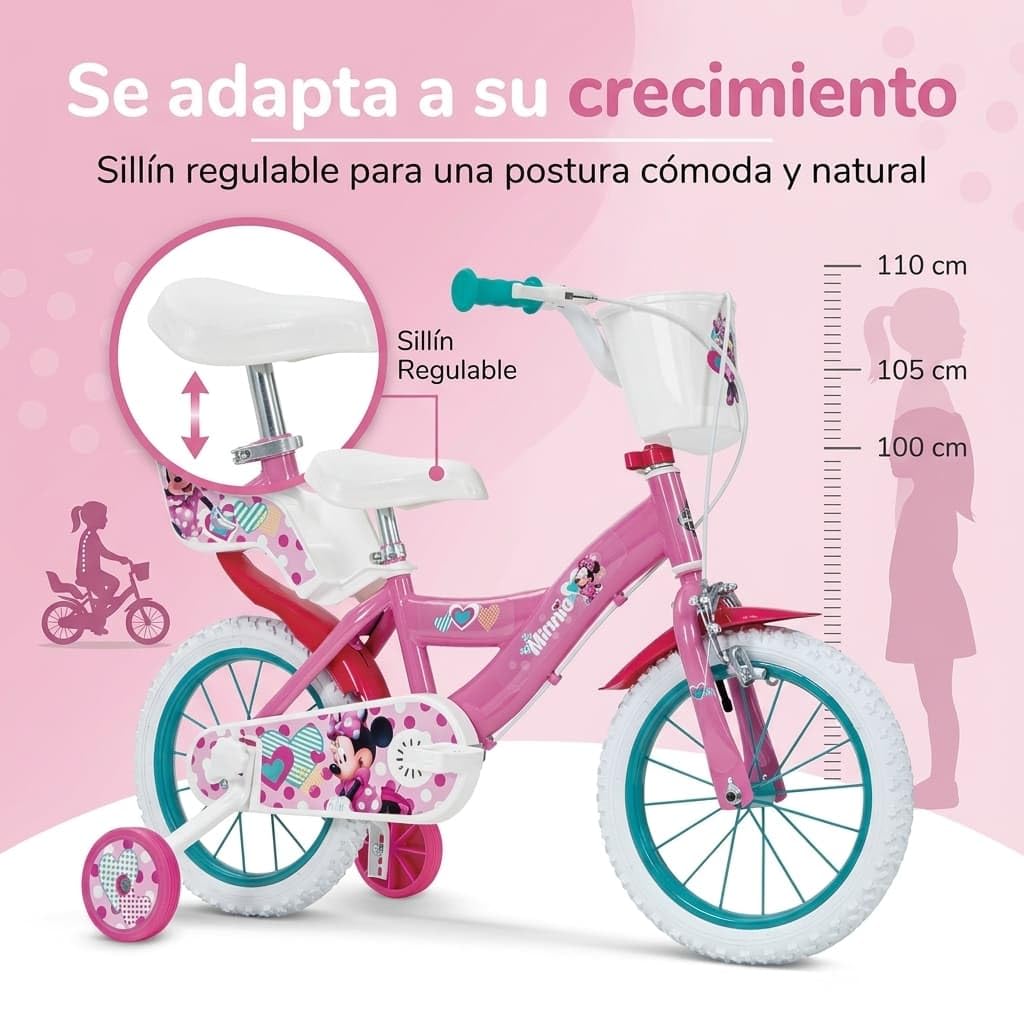 Bicicletta Disney Minnie 14 pollici Toimsa per Bambina - Multicolore - 4-6 Anni