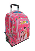 Me Contro Te Trolley Zaino Rosa con Luci + Portachiavi, Braccialetto e 10 Pennarelli Glitter
