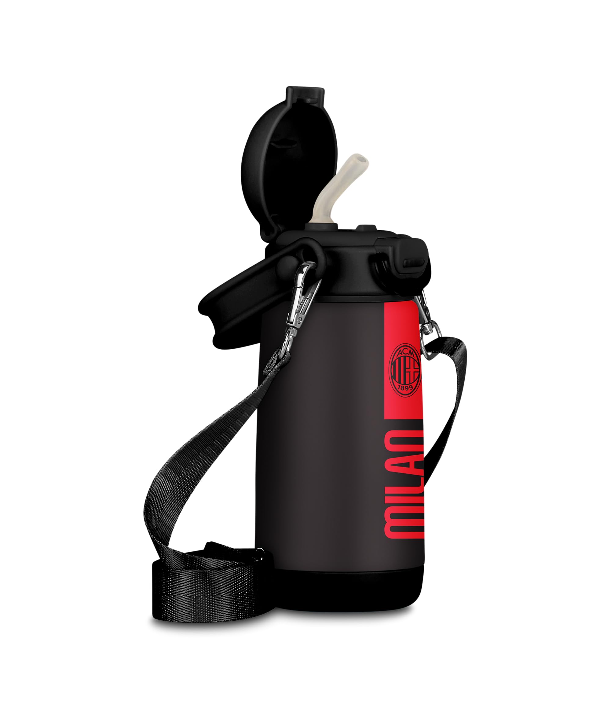 Borraccia Termica Seven Milan 400 ml Nera con Tracolla – Acciaio Inox | Prodotto Ufficiale