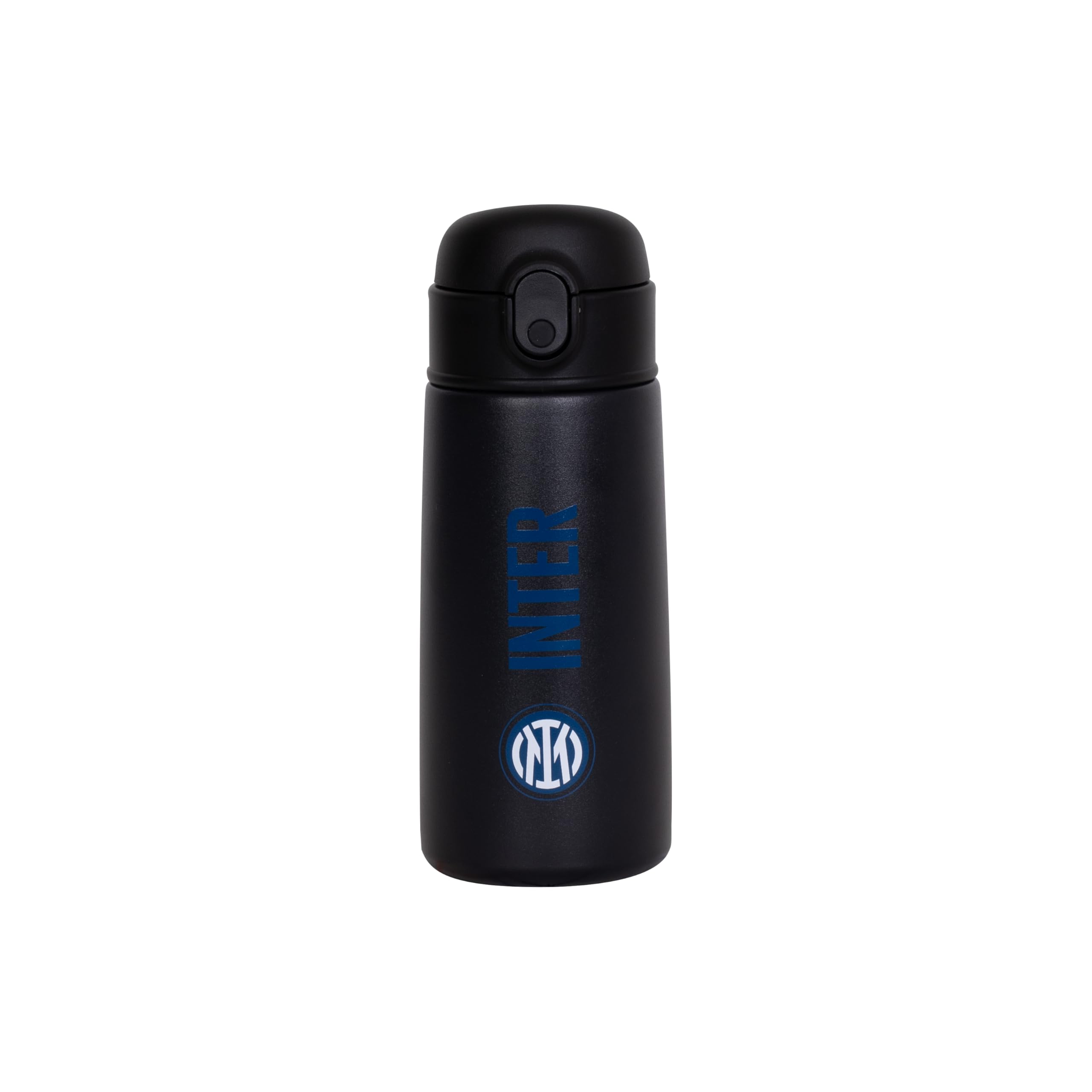 Seven Inter – Borraccia Termica 450 ml Nero Blu con Tracolla | Acciaio Inox BPA Free | Caldo 12h / Freddo 24h