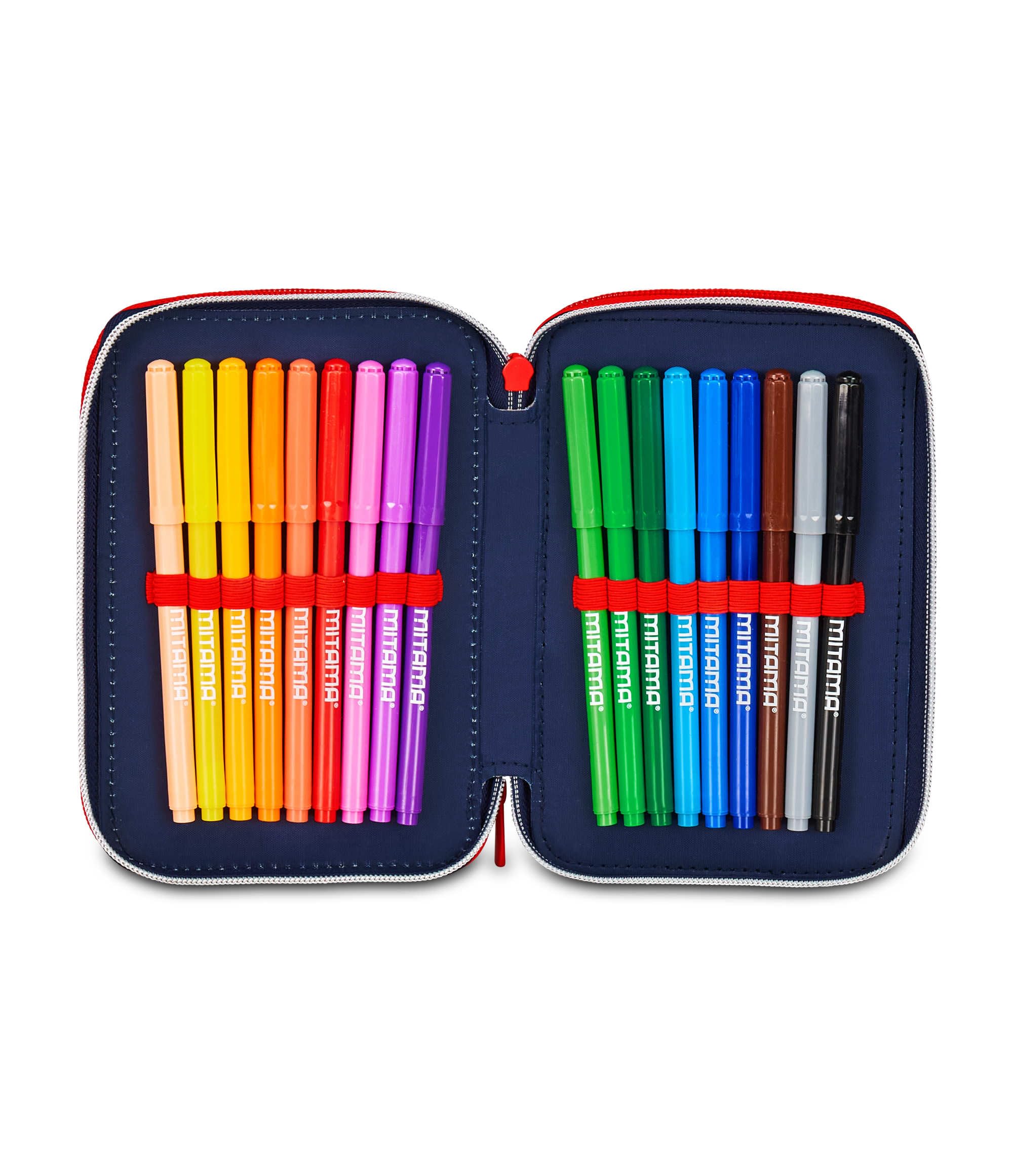 Astuccio Seven Spiderman 3 Zip – 3 Scomparti, Completo con 44 Pezzi, Scuola Elementare