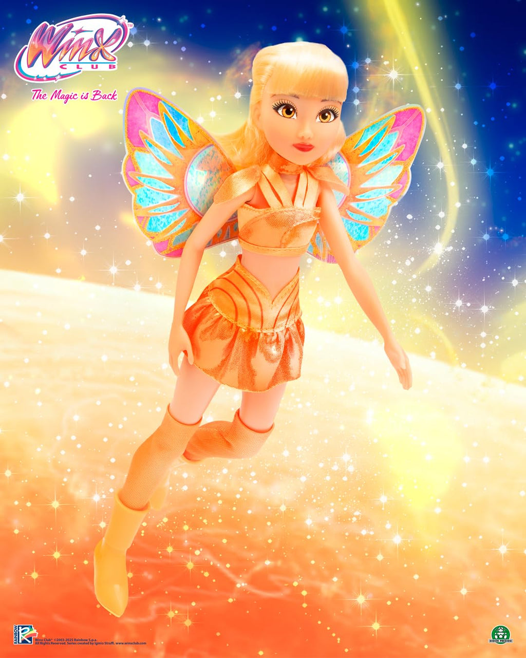Winx Club Bambola Stella – Ali Glitter Removibili e Giunture Articolate | Giocattolo Ufficiale