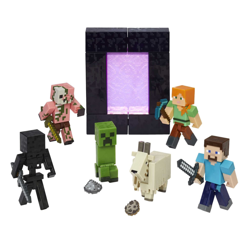 Minecraft Creeper Action Figure 8 cm con Pezzo Portale e Accessorio – Dai 6 Anni