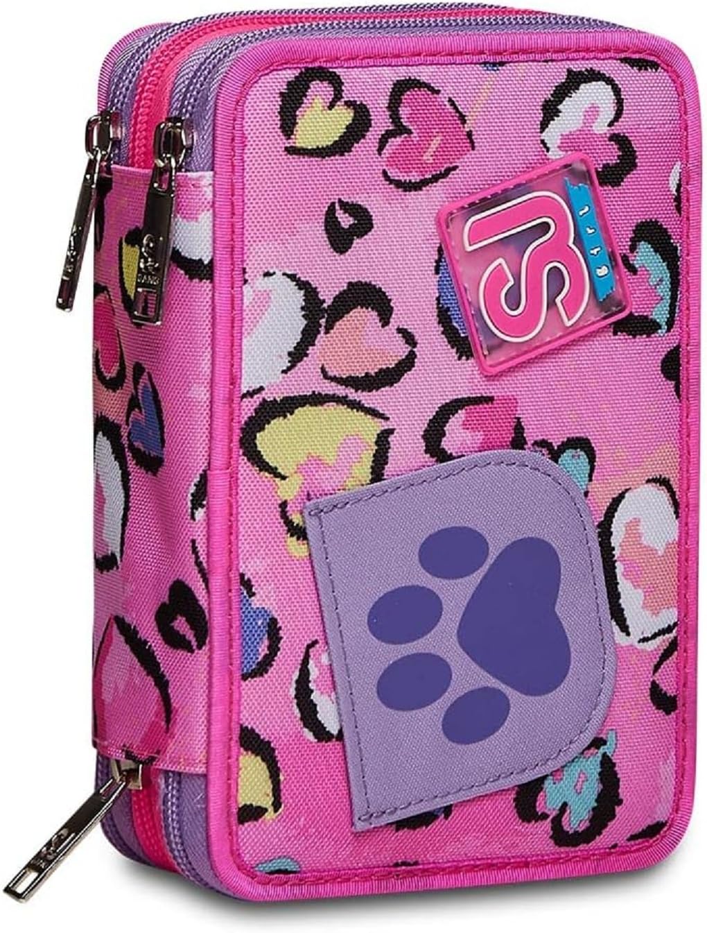 Seven SJ Gang Faces Girl Love Schoolpack – Zaino Espandibile con Astuccio 3 Zip