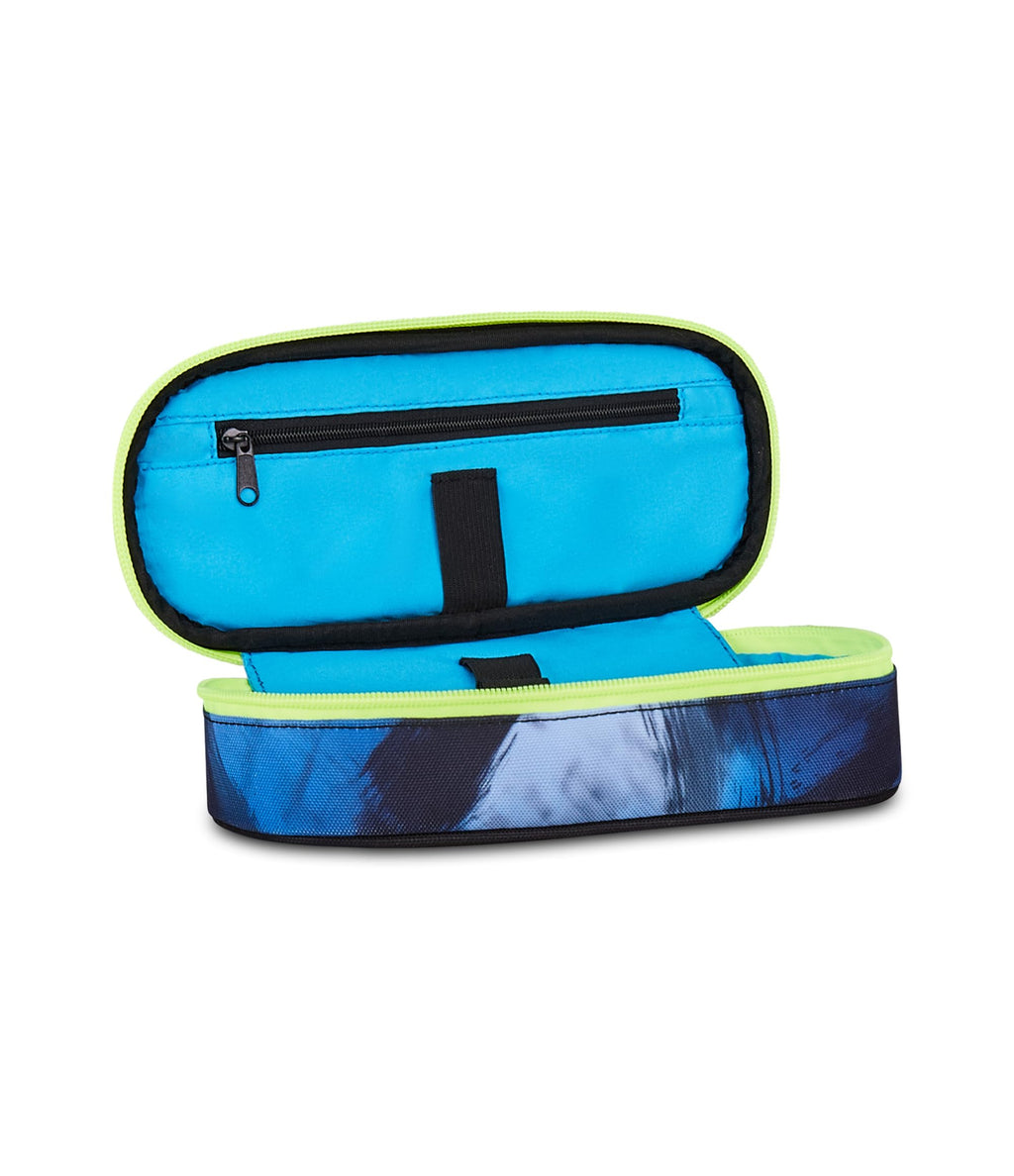 Seven Portapenne Round Plus Blu Fusion – Astuccio Ovale Blu con Taschino Zip e Elastici | Scuola Media e Superiore