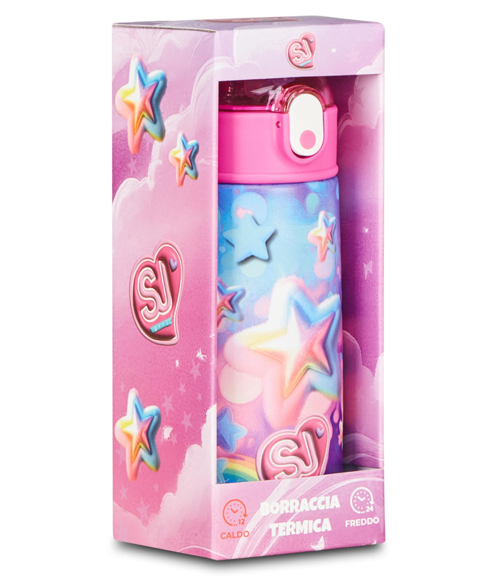 SJ Gang – Borraccia Termica 500 ml Multicolore per Bambina | Acciaio Inox 304 BPA Free | Riutilizzabile | Caldo 12h / Freddo 24h