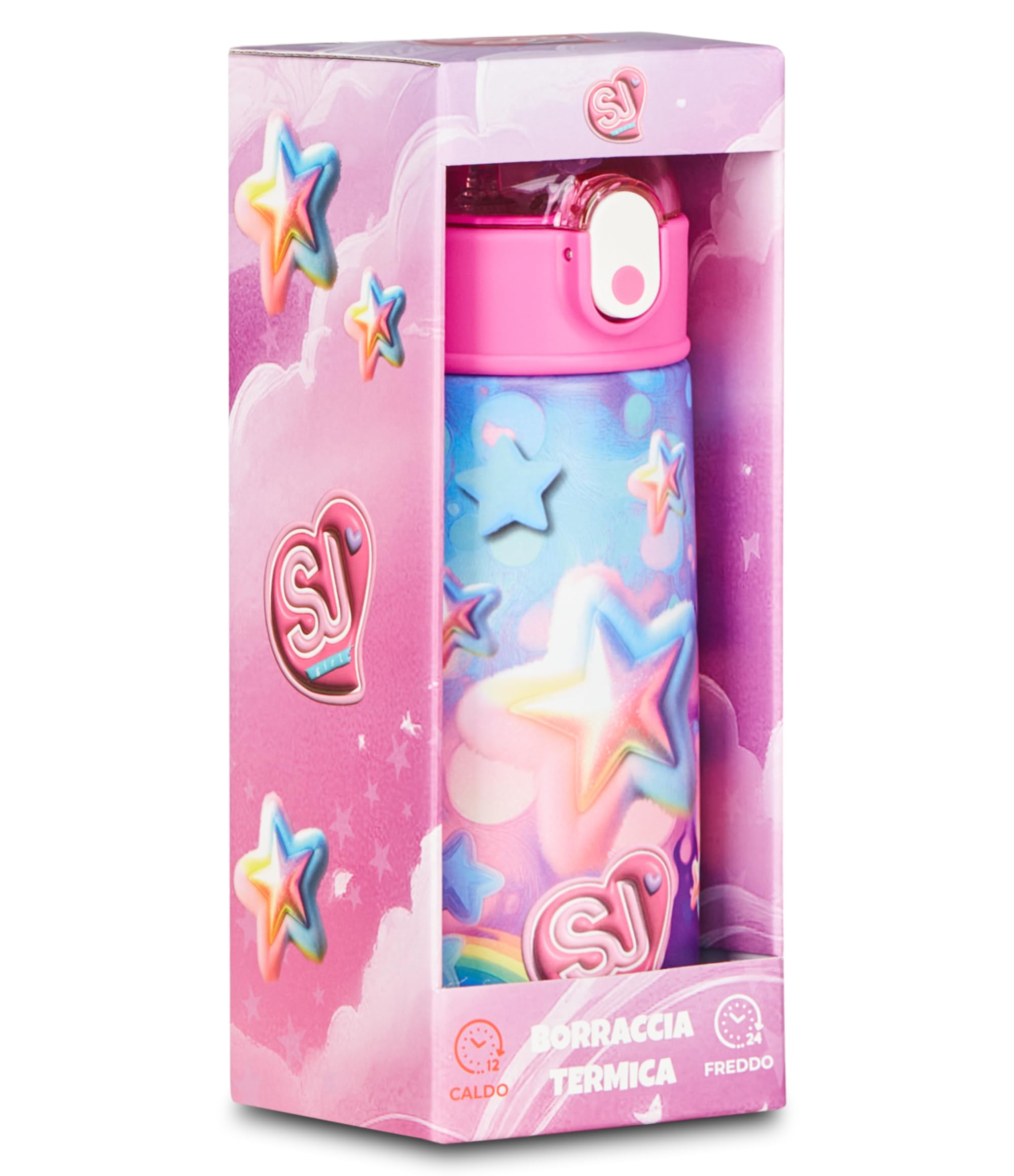 SJ Gang – Borraccia Termica 500 ml Multicolore per Bambina | Acciaio Inox 304 BPA Free | Riutilizzabile | Caldo 12h / Freddo 24h