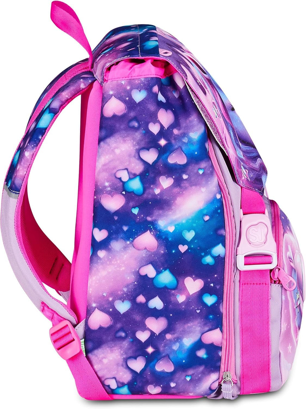 Zaino SJ Gang Animal Face Girl Rosa Estensibile con Astuccio 3 Zip Completo | Scuola