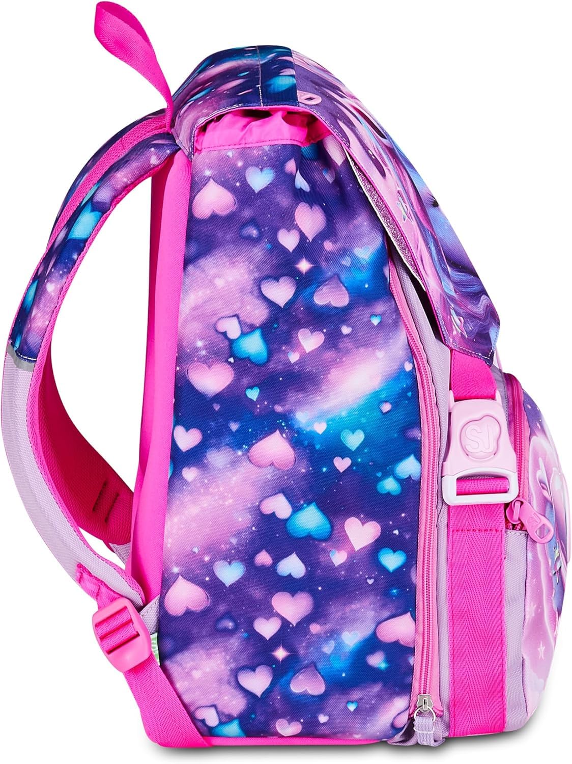 Zaino SJ Gang Animal Face Girl Rosa Estensibile con Astuccio 3 Zip Completo | Scuola