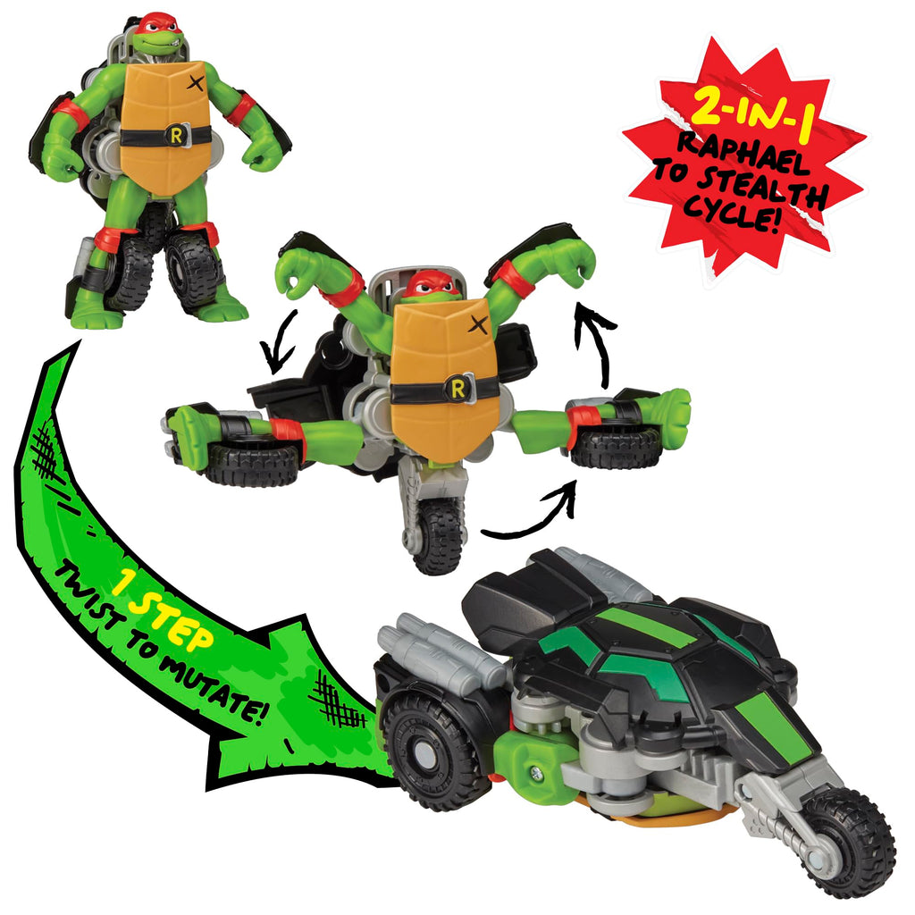 Tartarughe Ninja TMNT – Raffaello Twist N Mutate | Si Trasforma da Action Figure a Veicolo Stealth | Tales of Mutations