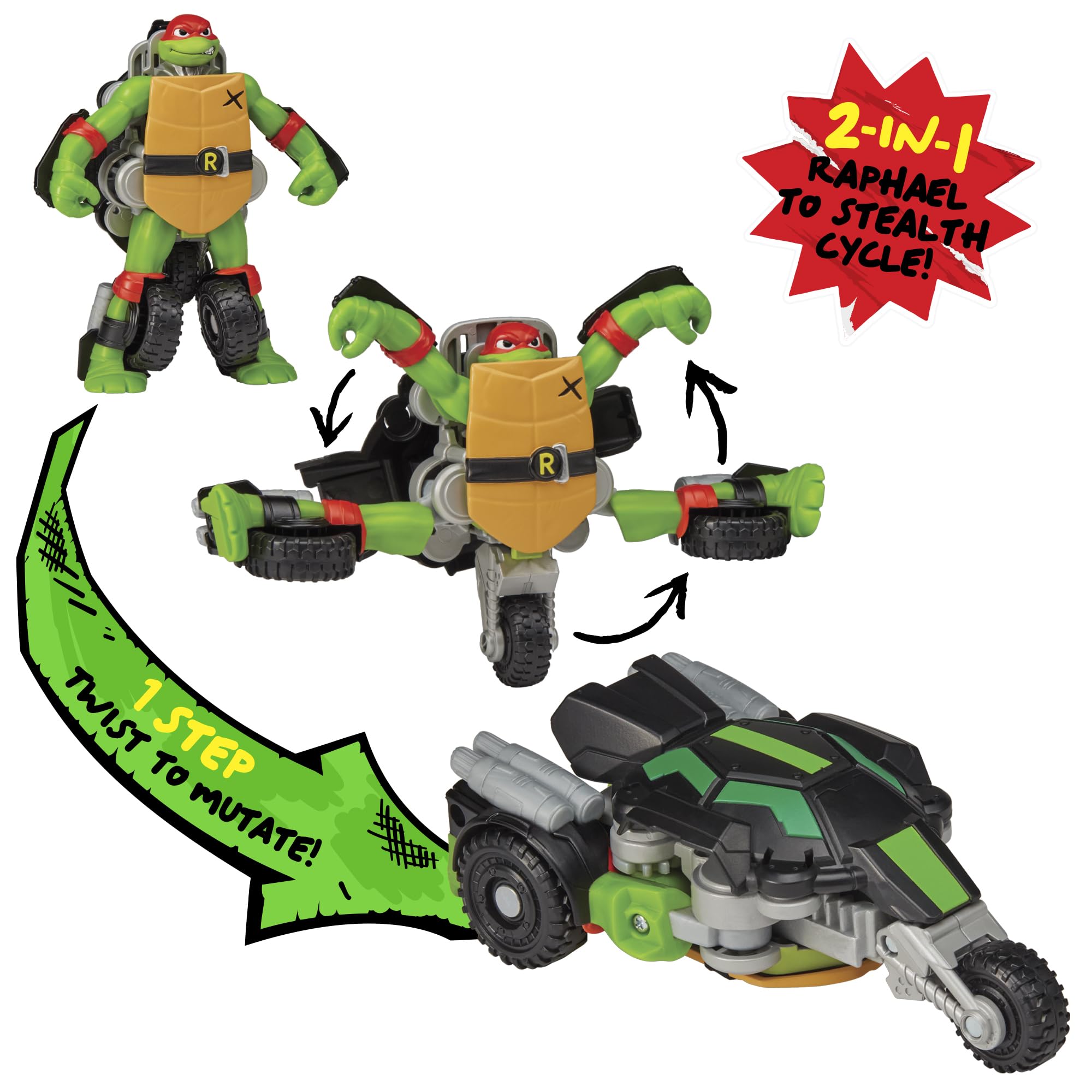 Tartarughe Ninja TMNT – Raffaello Twist N Mutate | Si Trasforma da Action Figure a Veicolo Stealth | Tales of Mutations