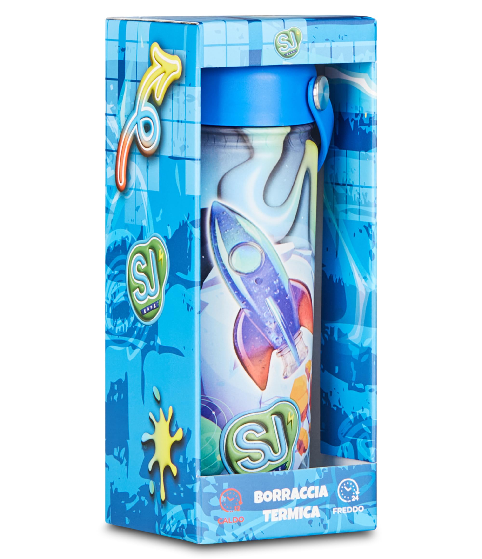 Borraccia Termica SJ Gang 500 ml Multicolore Bambino – Acciaio Inox BPA Free | Caldo 12h Freddo 24h