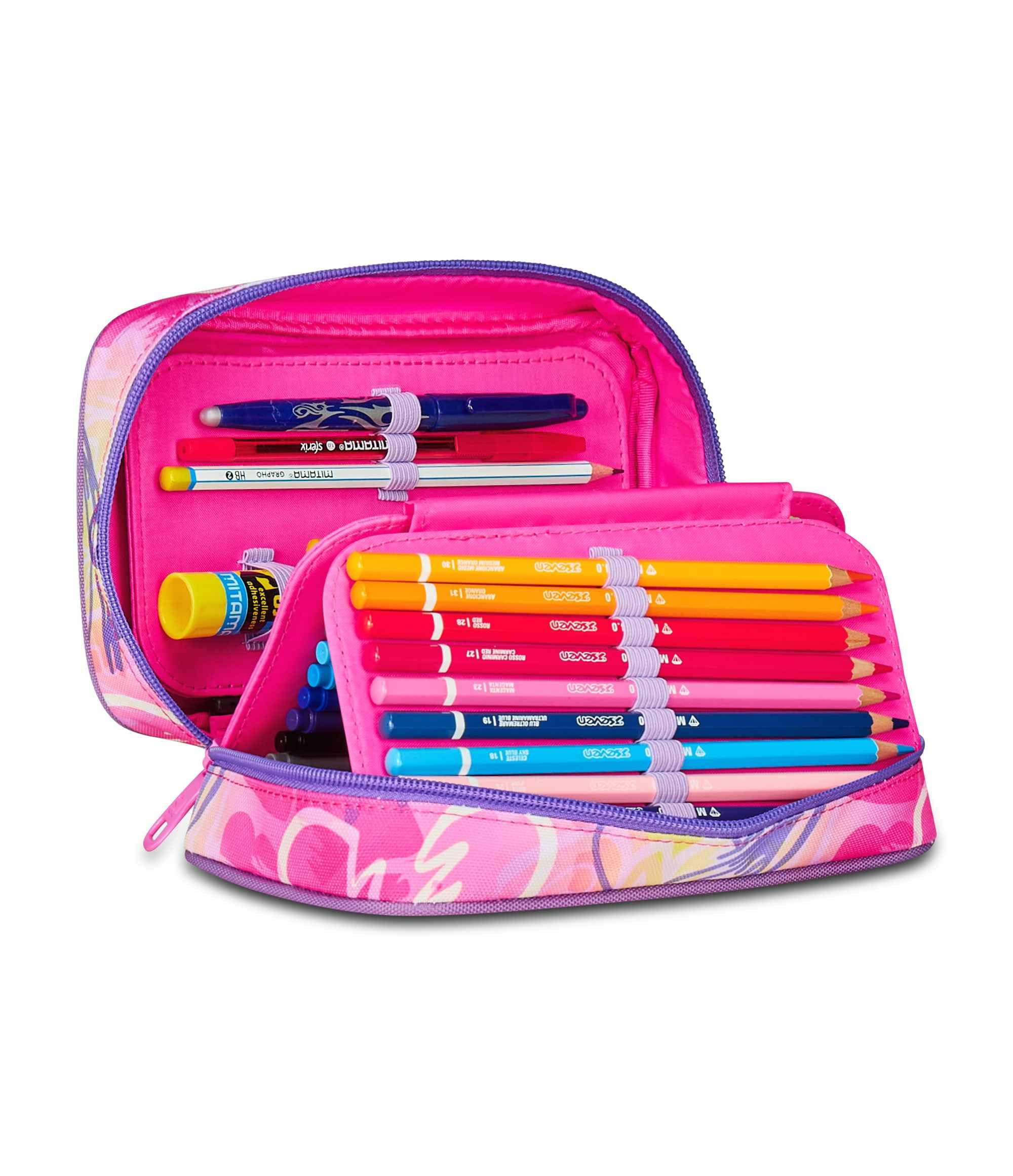 Astuccio SJ Gang Speed Case Rosa – Plance Amovibili, Completo di Penne e Colori | Scuola Elementare