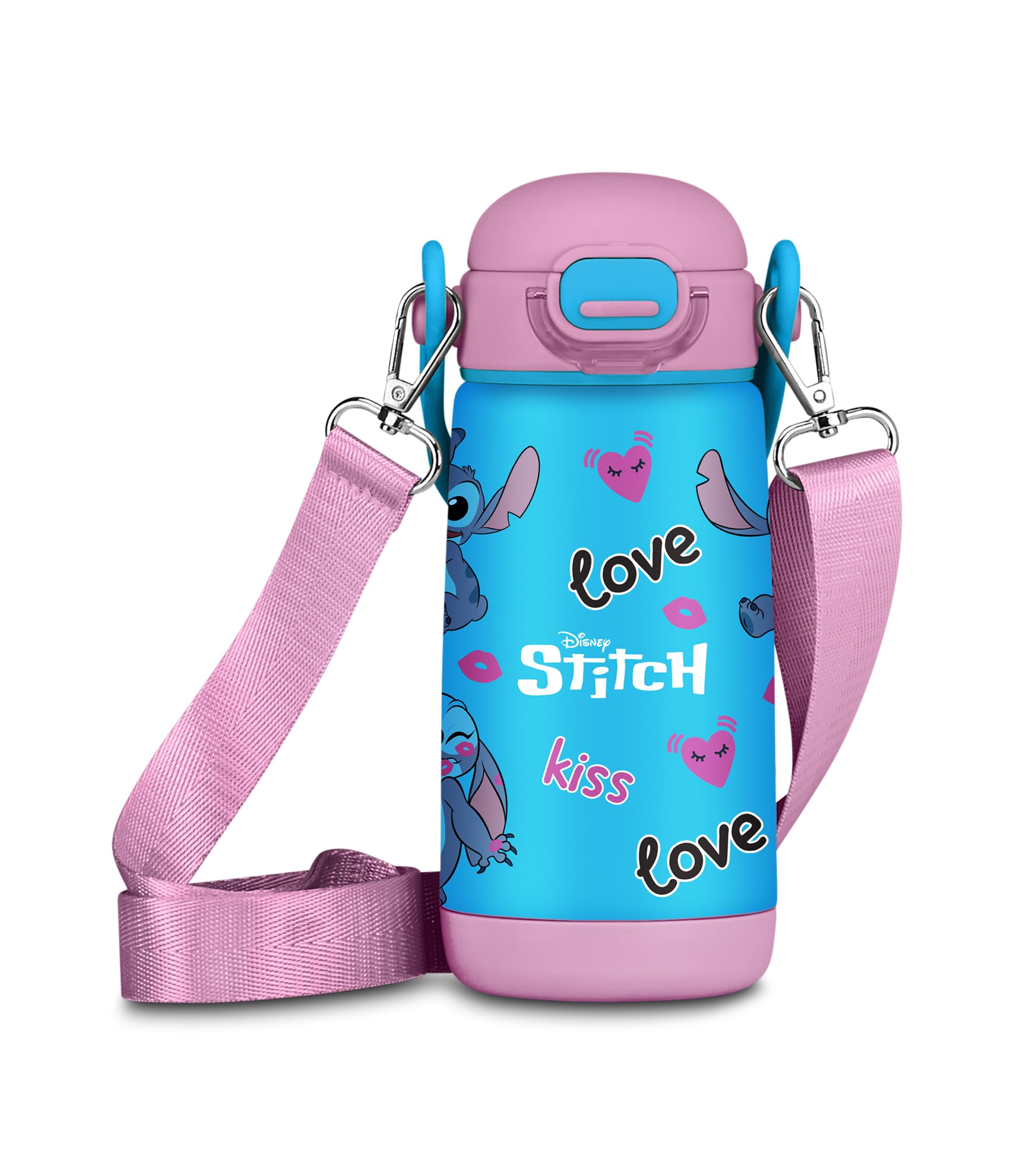 Borraccia Seven Lilo & Stitch 400 ml – Acciaio BPA Free, Tracolla, Caldo 12h/Freddo 24h, Blu