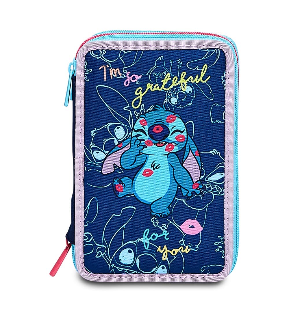 Seven Stitch – Astuccio 3 Zip Blu con 43 Pezzi Inclusi | Poliestere Stampato | Scuola