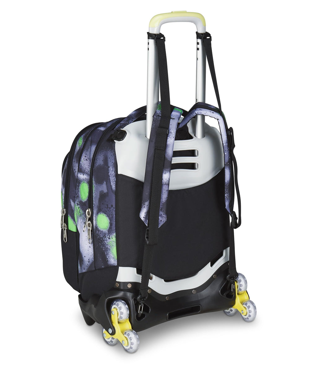 Seven Trolley Scuola Jack 3 Ruote Detach – Nero Verde – 37 Litri con Zainetto Staccabile