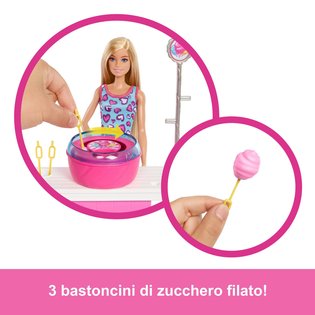 Barbie Malibu – Chiosco Zucchero Filato con Bambola e 20+ Accessori | Beach Detectives | JFV67