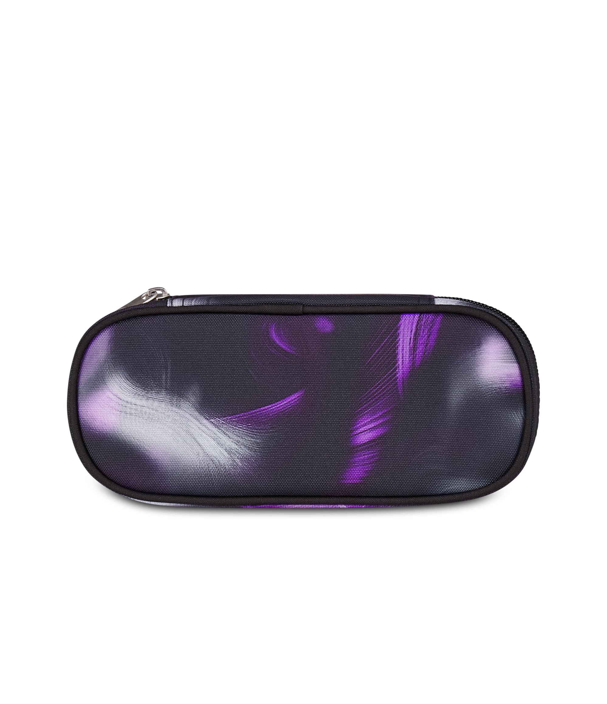 Seven Portapenne Round Plus FreeThink – Astuccio Ovale Nero e Viola con Taschino Zip e Elastici | Scuola Media Bambina