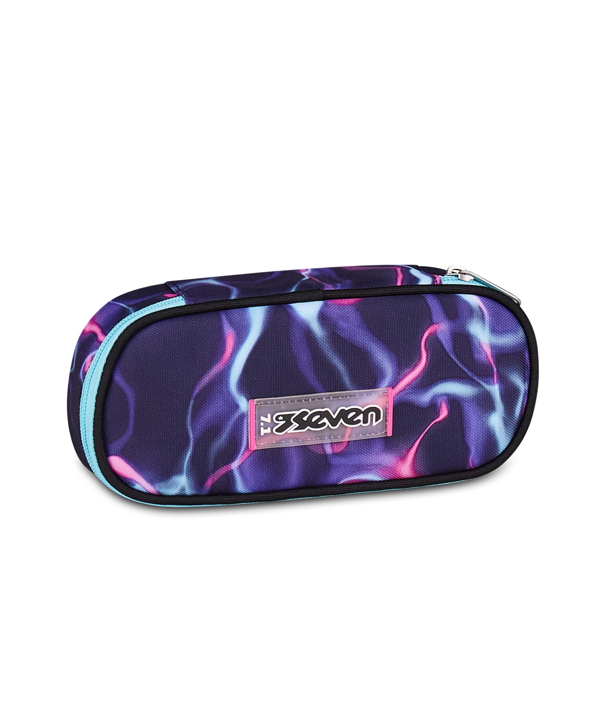 Seven Portapenne Round Plus ElectricVibe Girl – Astuccio Ovale Viola con Taschino e Elastici | Scuola Media e Superiore