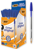 BIC Cristal – Penne a Sfera Blu Confezione da 50 | Punta Media 1,0 mm | Scuola e Ufficio