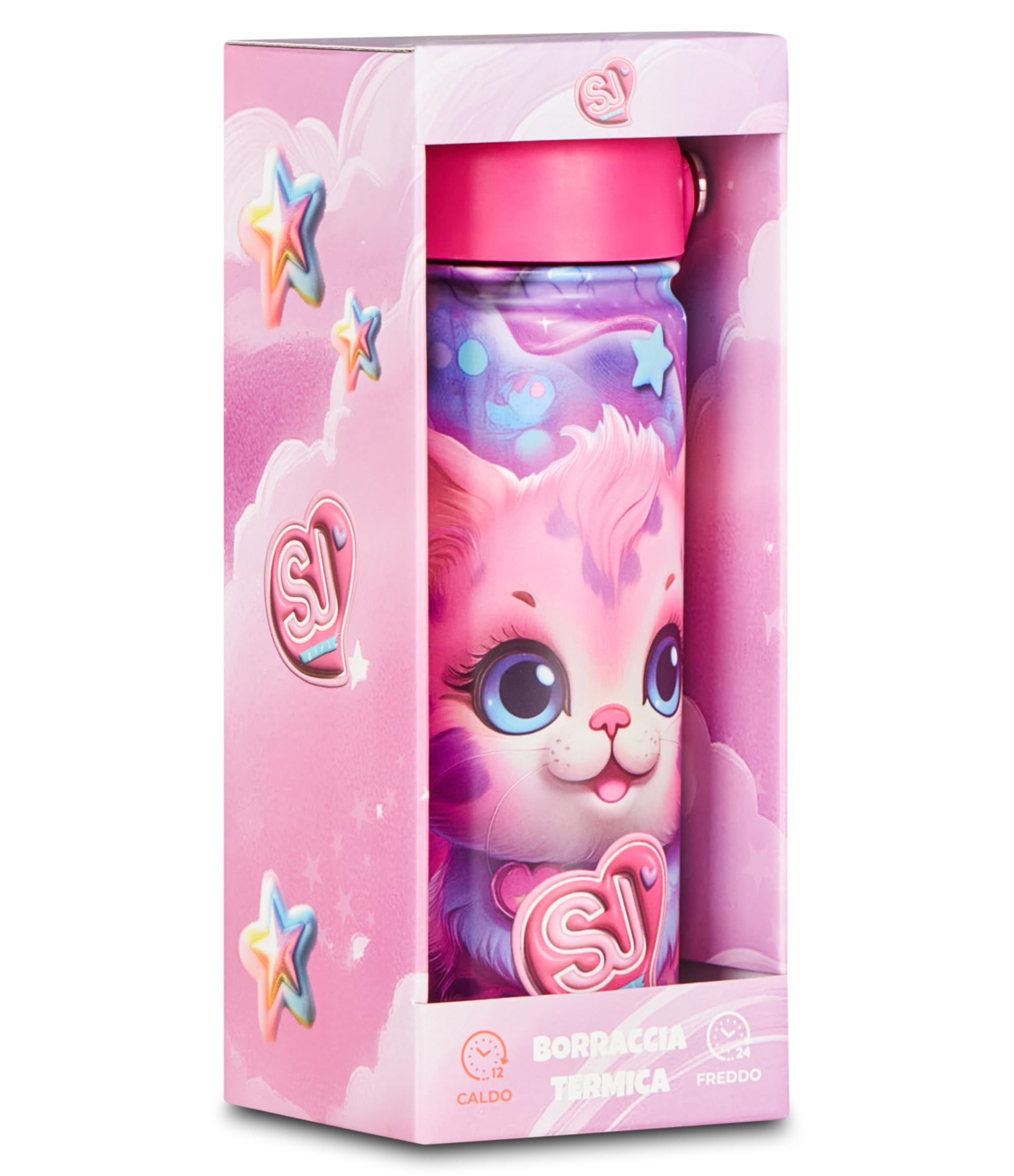 SJ Gang – Borraccia Termica 500 ml Multicolore per Bambina e Ragazza | Acciaio Inox 304 BPA Free | Riutilizzabile | Caldo 12h / Freddo 24h